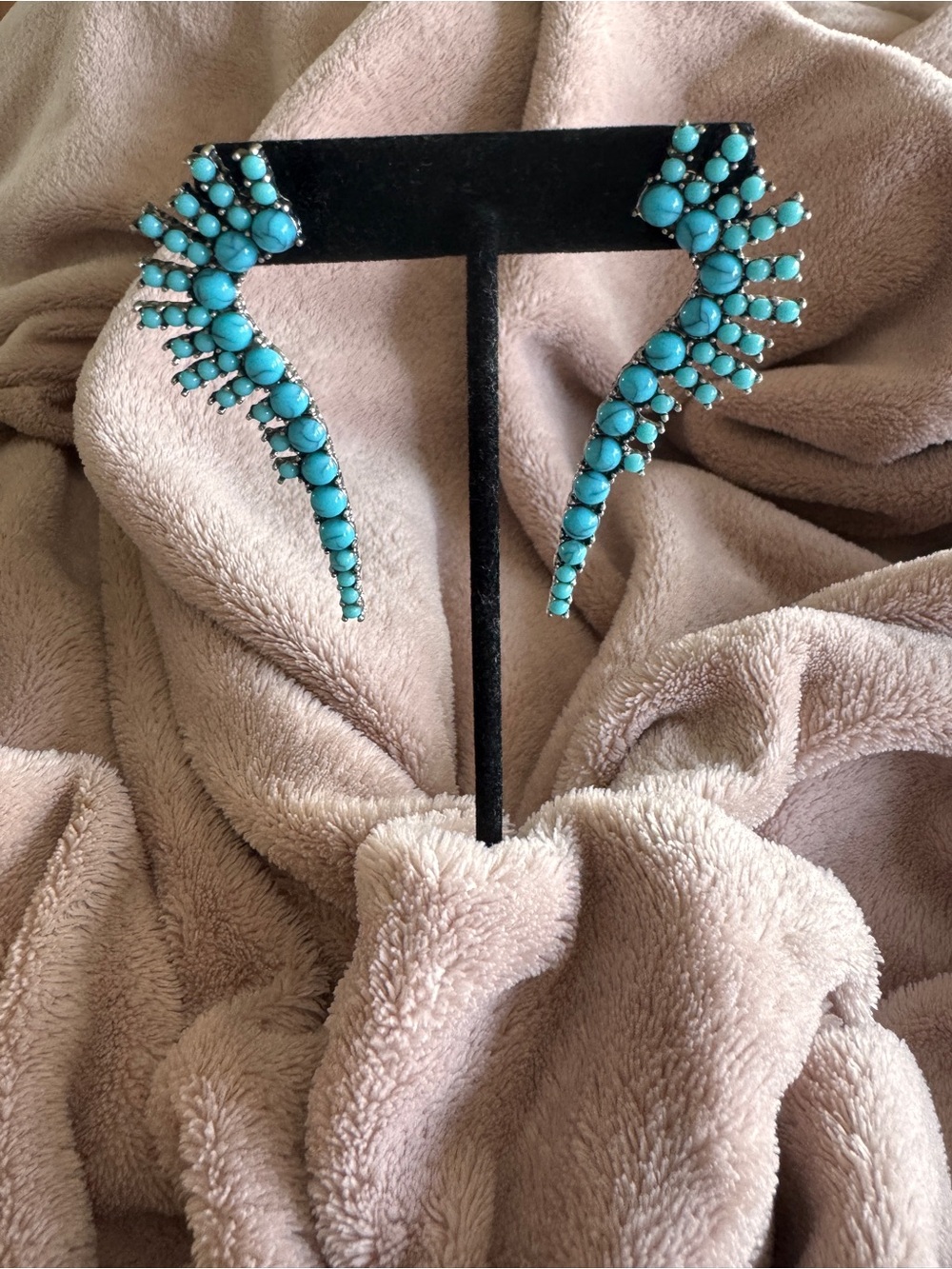 Turquoise Spike Statement Ear Cuffs - Women Jewelry